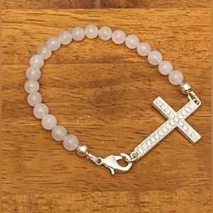 NEW Rose Quartz cross bracelet